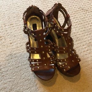 Brown studded wedges